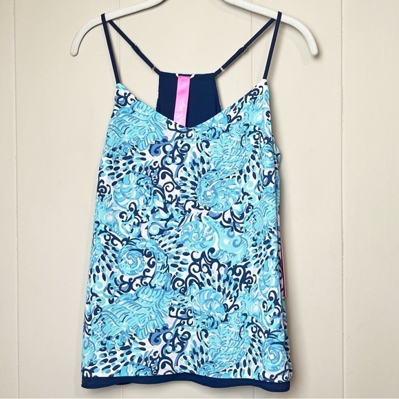 Lilly Pulitzer NWT Dusk Top XS Light Aqua Spritz reversible sleeveless blouse - Picture 3 of 13
